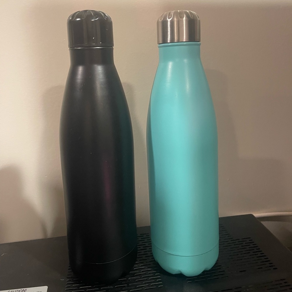 Black and Teal Stainless Steel Water Bottles